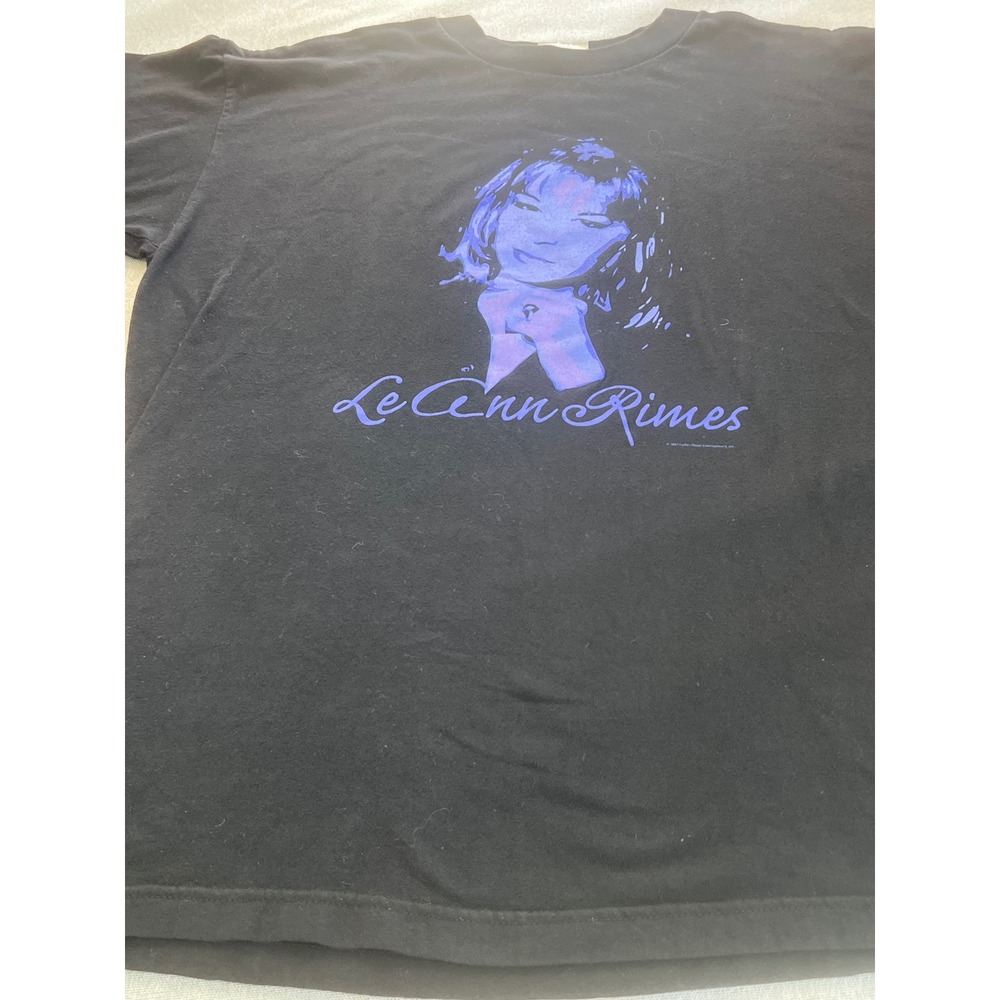 Vintage 1997 LeAnn Rimes T-Shirt Mens Black Country Music Concert Tee 90s